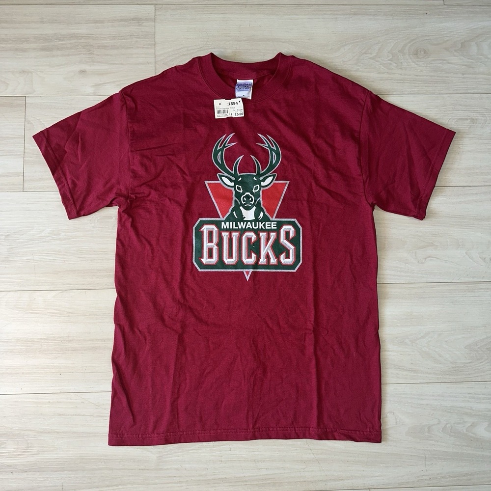 Vintage Y2K Milwaukee Bucks Shirt Mens Medium NWT Retro NBA Logo Basketball‎ 90s